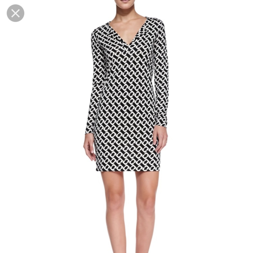 NWT DVF Reina Chain Link Long Sleeve Shift Dress